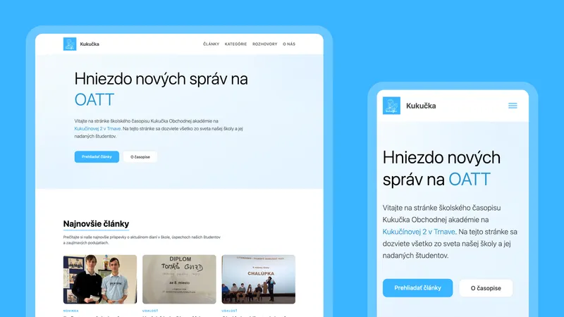 Titulná fotka projektu Webová stránka školského časopisu Kukučka