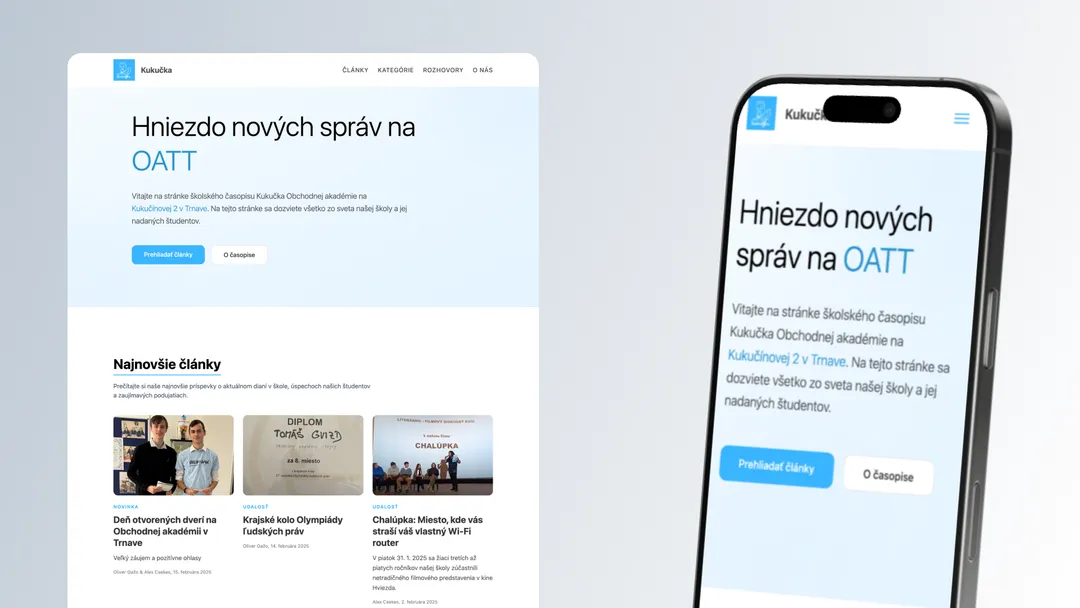Titulná fotka projektu - Webová stránka školského časopisu Kukučka