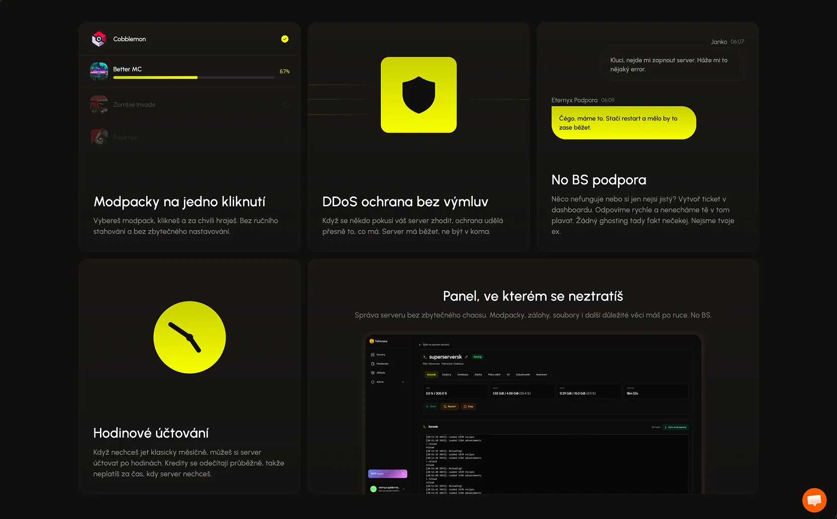 Eternyx – prehľad funkcií hostingu